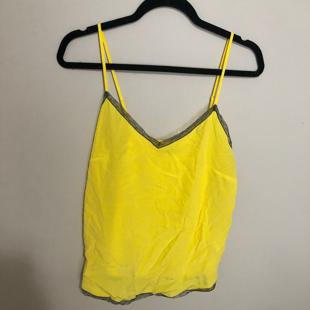 Zadig voltaire yellow silk lace trim camisole